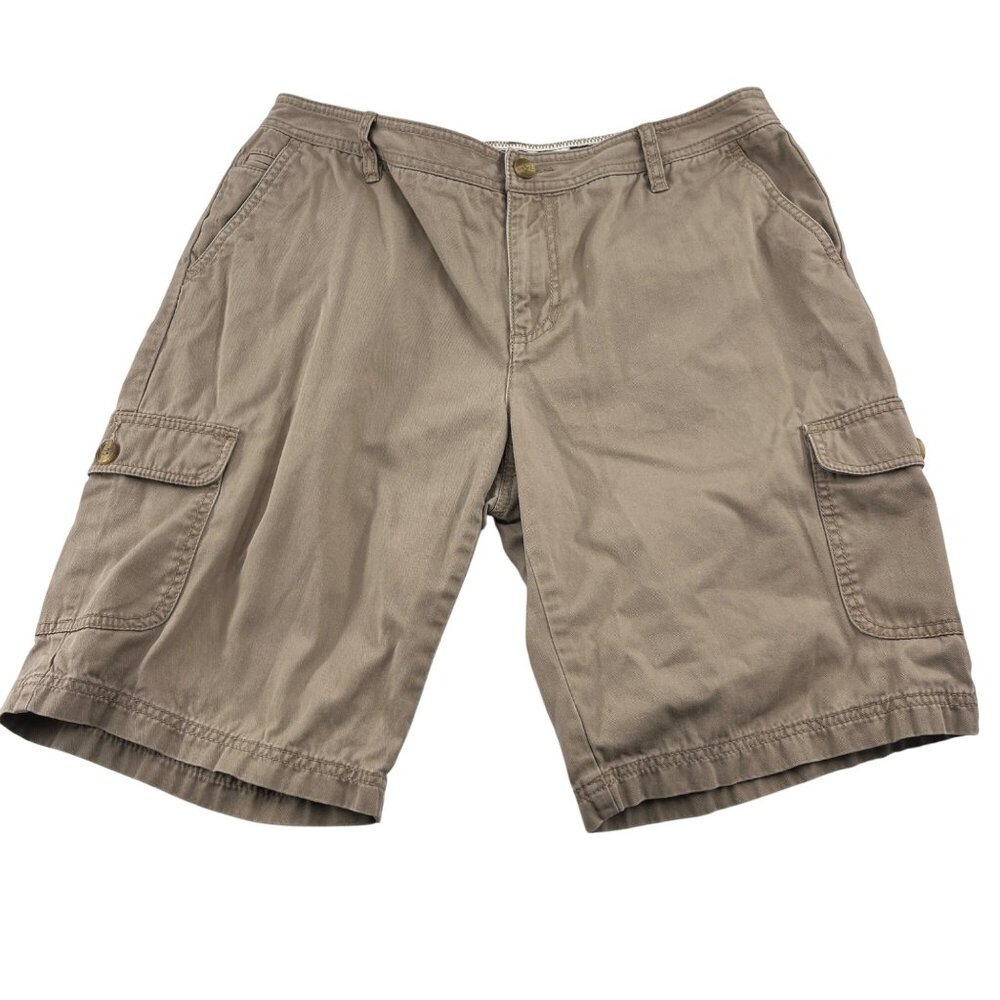 Liz Claiborne Women's‎ sz 14 Petite Khaki Bermuda Cargo Shorts y2k